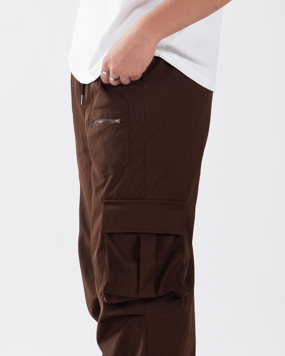 Multi Pocket Men's Straight Leg Cargo Trouser In Chocolate Brown