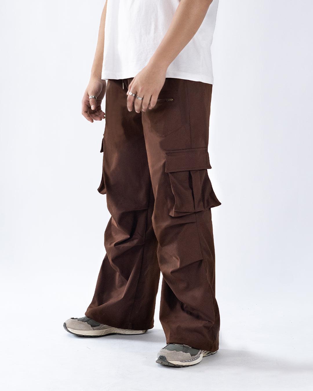 Multi Pocket Men's Straight Leg Cargo Trouser In Chocolate Brown