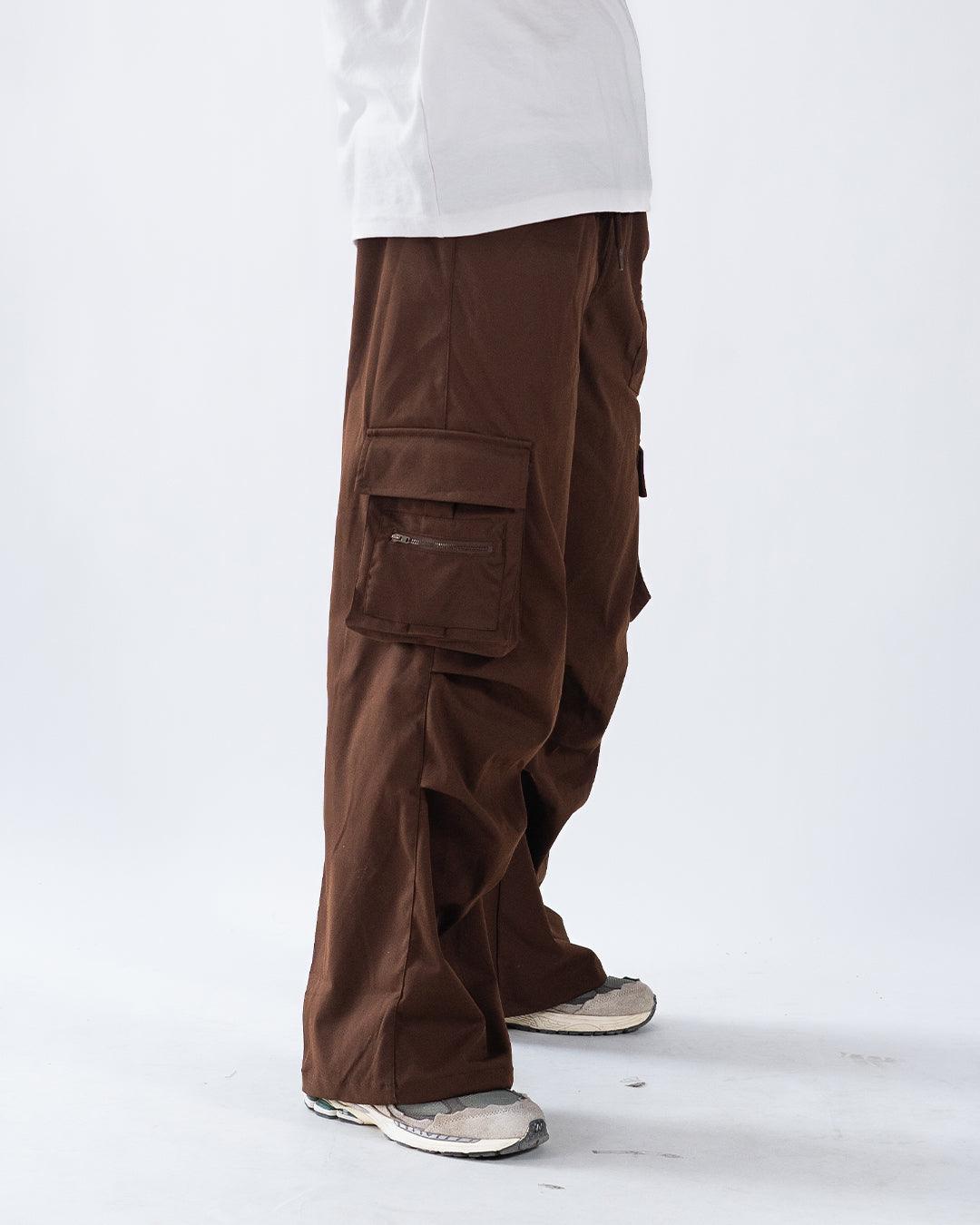 Multi Pocket Men's Straight Leg Cargo Trouser In Chocolate Brown