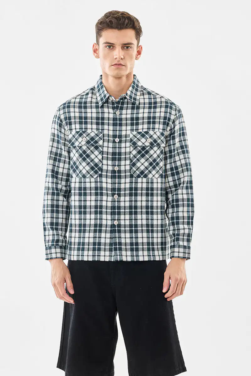 Double Pocket Plaid Overshirt