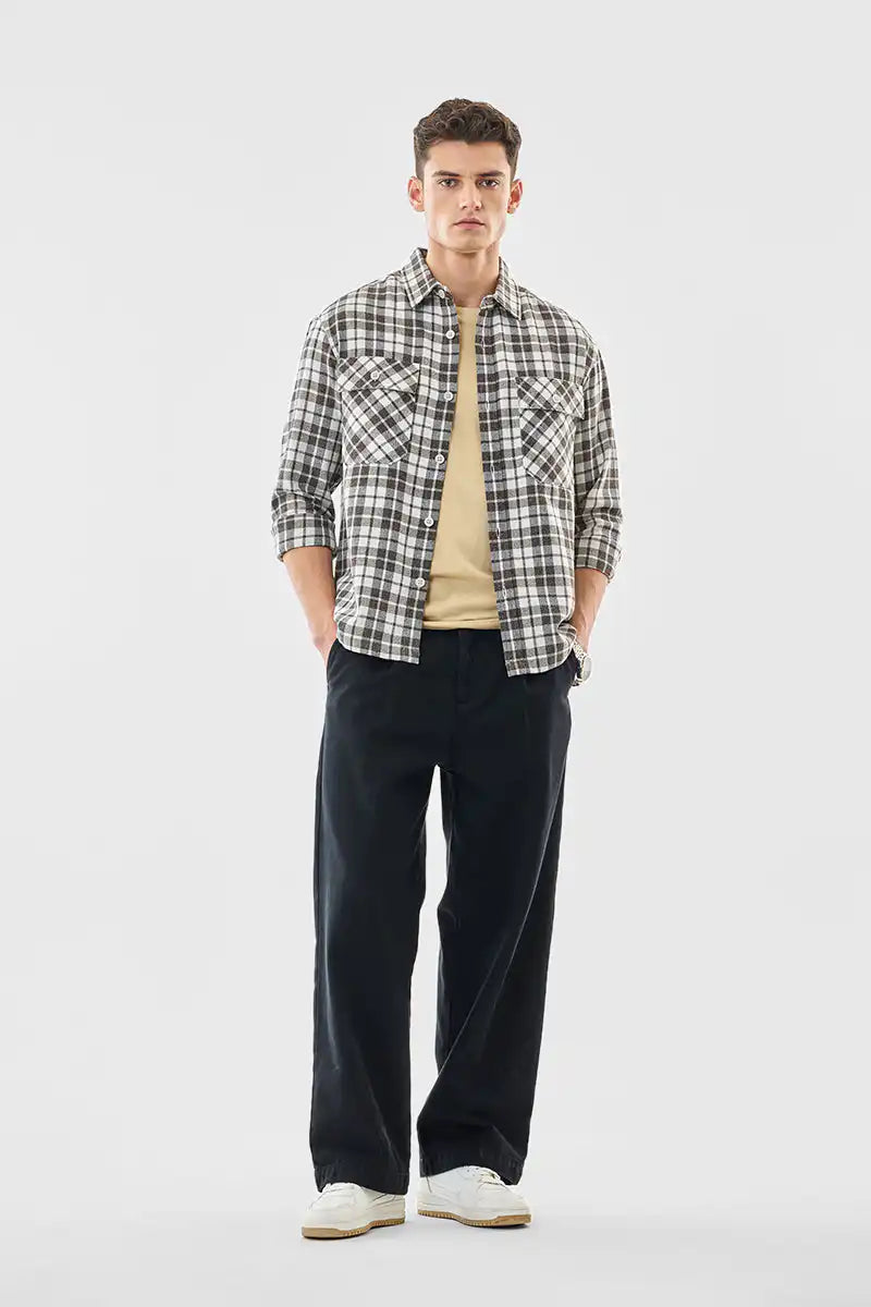Double Pocket Plaid Overshirt