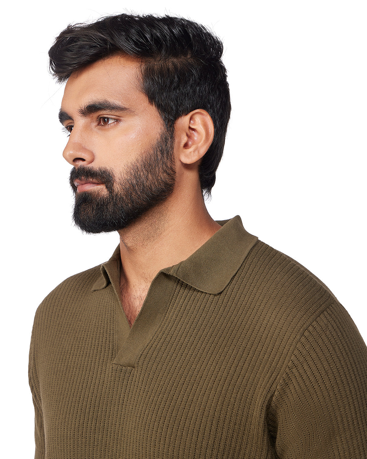 Signature Flat Knit Johnny Polo T-Shirt - Olive