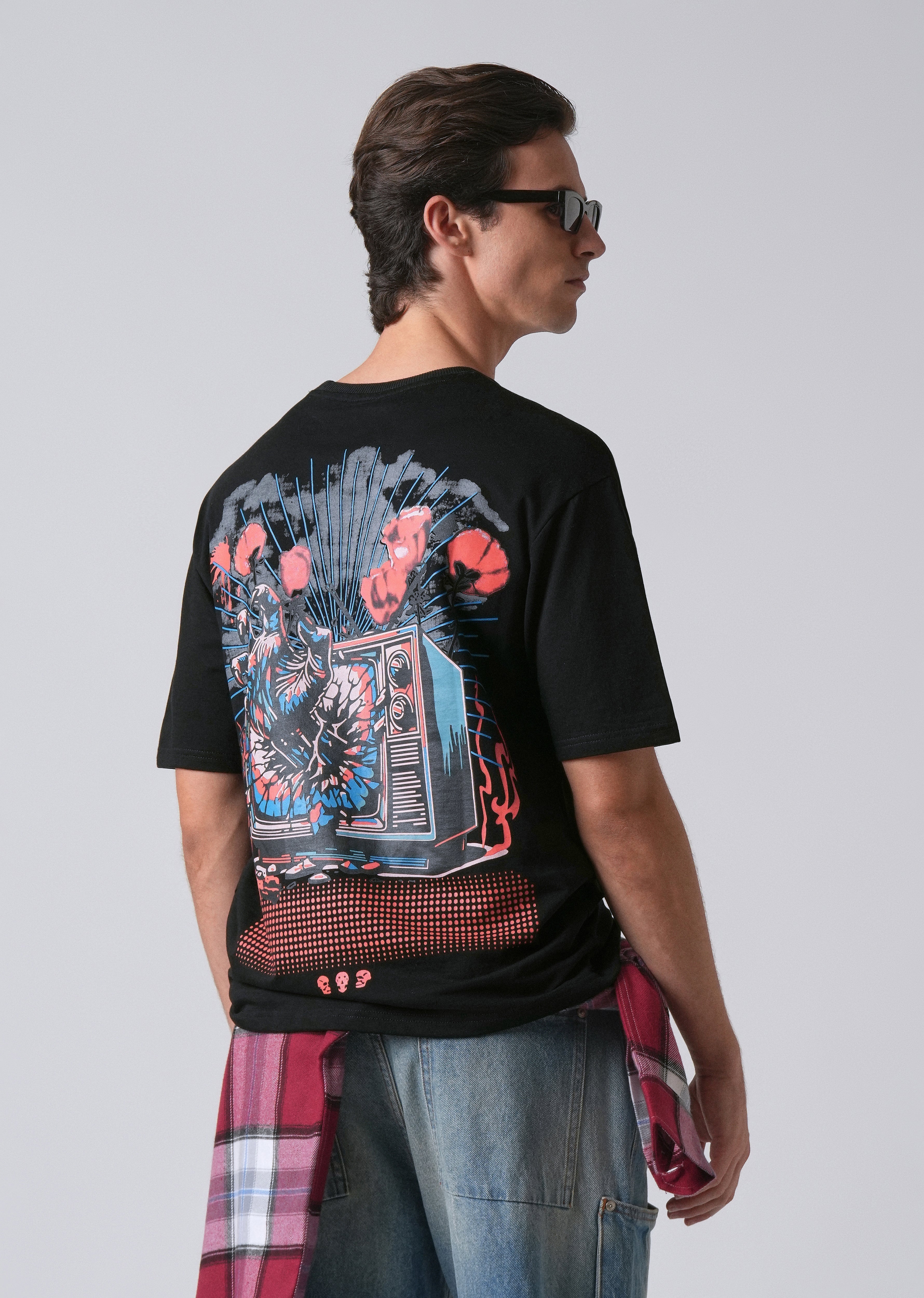 Black Back Print Relaxed Fit T- shirt