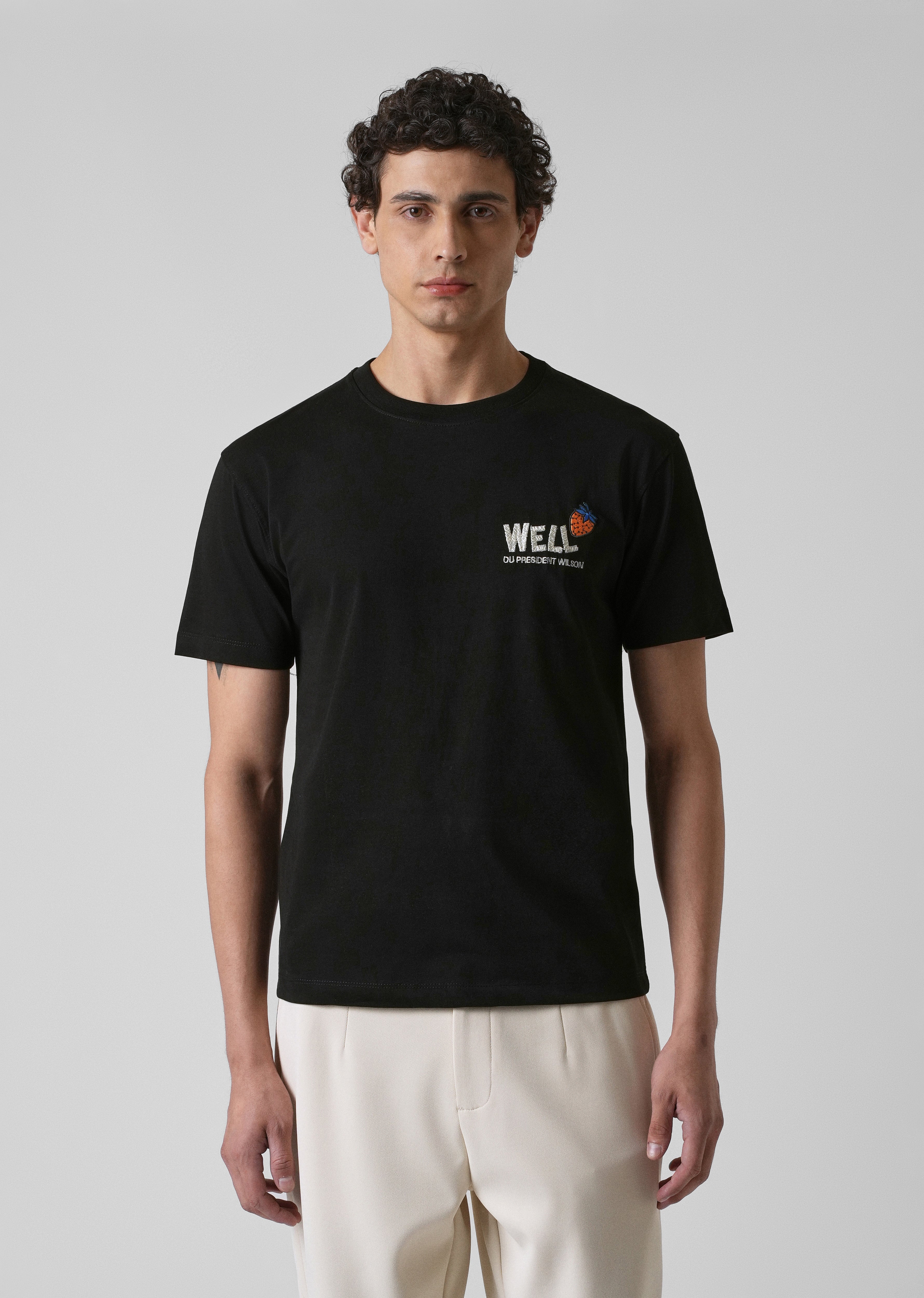 Black Printed Slim Fit T-shirt