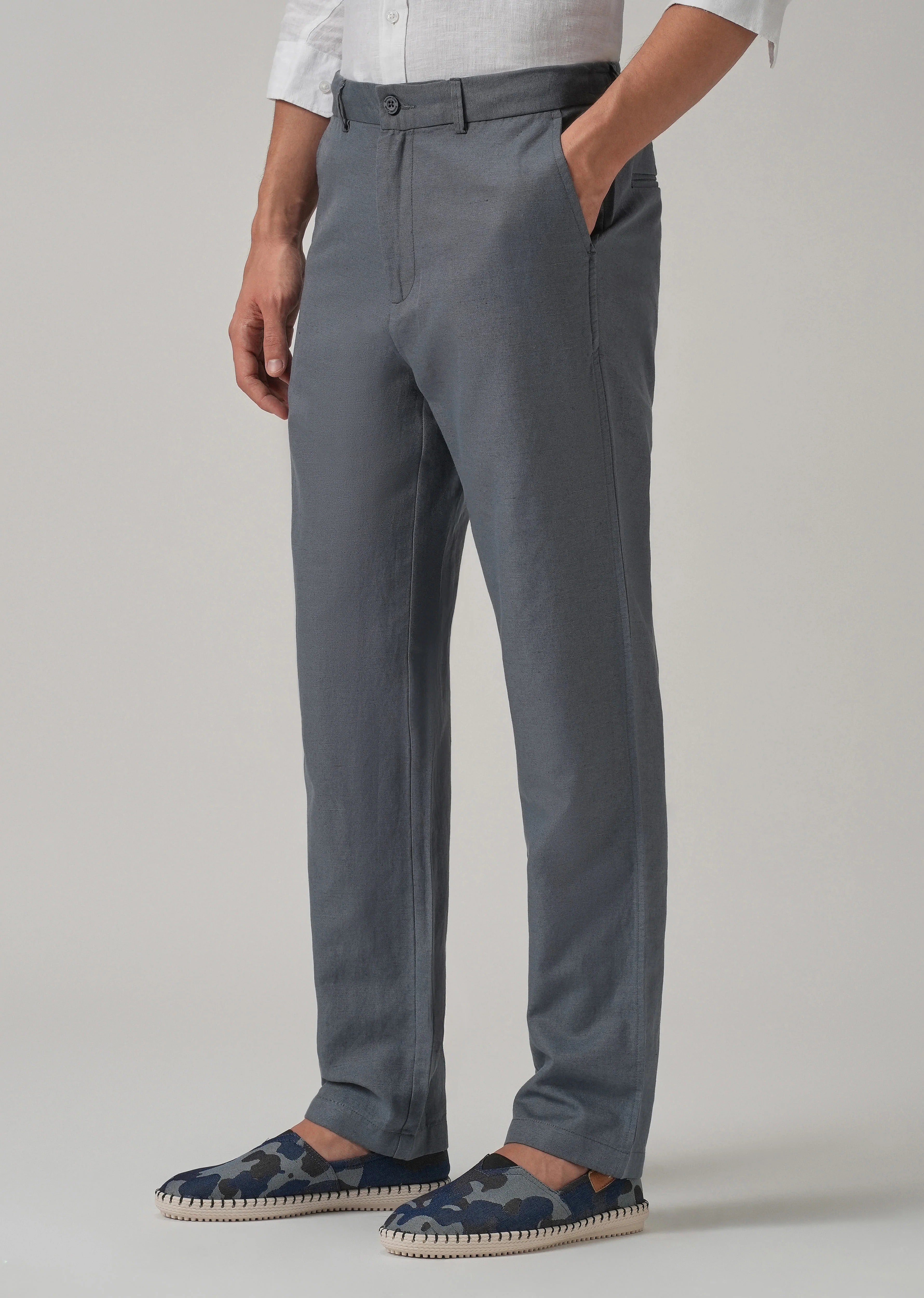 PACK OF 2 Premium Linen Pants – (Grey & Blue)
