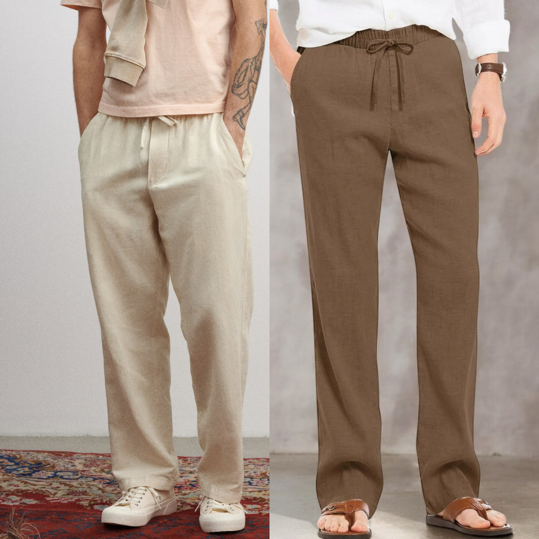 PACK OF 2 Linen Pants | Effortless Neutrals, All-Day Comfort (Beige & Brown)