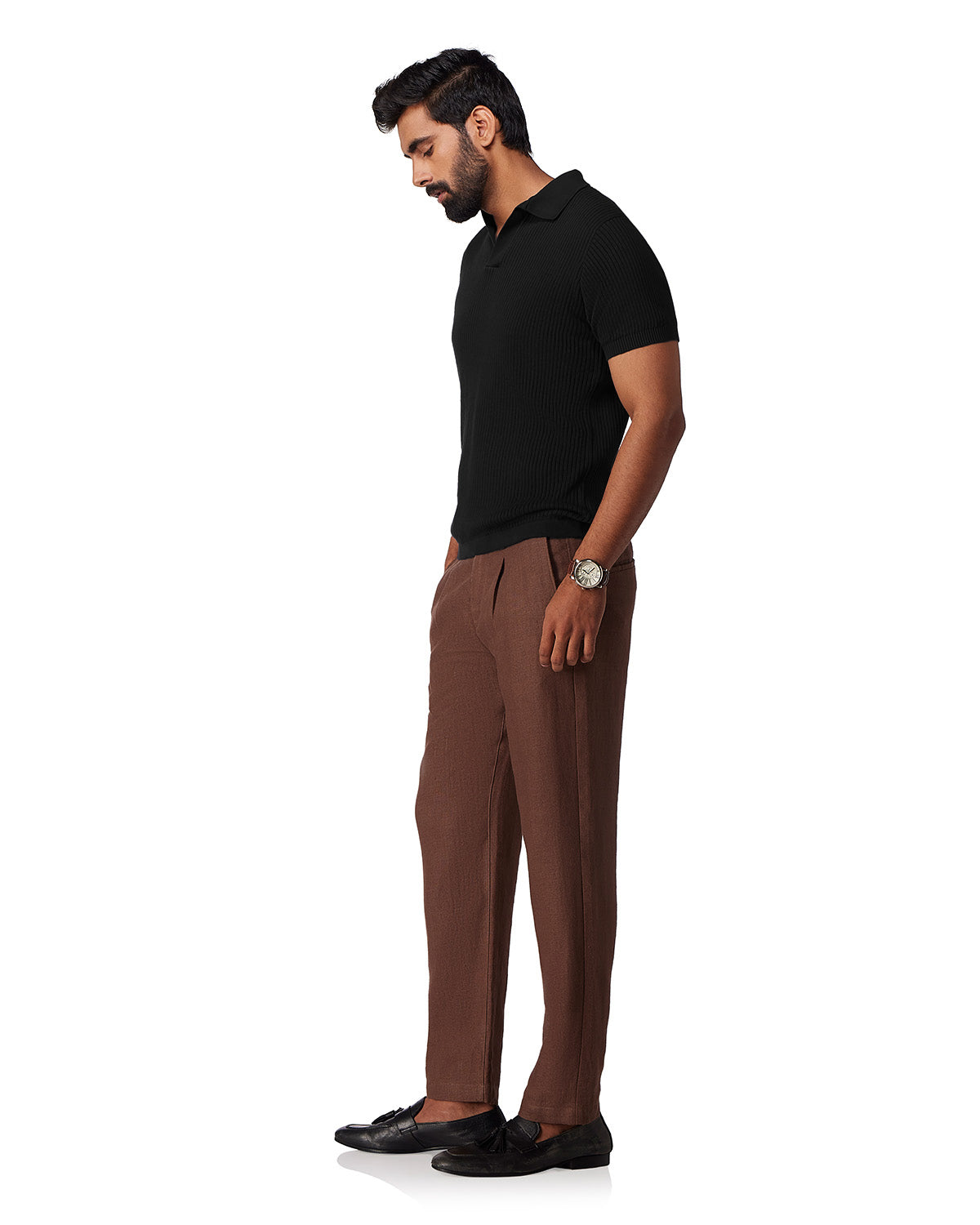 Signature Flat Knit Johnny Polo T-shirt - Black