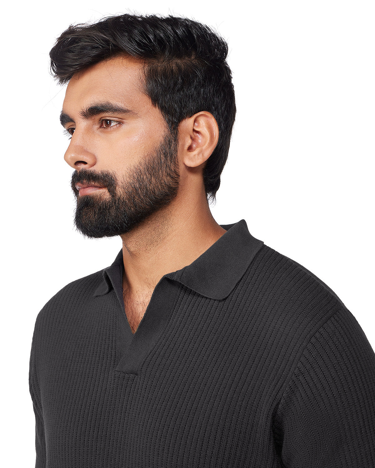 Signature Flat Knit Johnny Polo T-Shirt - Grey